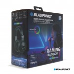 Casque gamer avec microphone et lumières LED marque Blaupunkt couleur noir quatrière vue