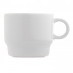 Tasse à café empilable à soucoupe rectangulaire fabriquée en UE 180ml couleur blanc deuxième vue