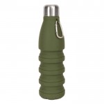 Bouteille en silicone sans BPA pliable avec mousqueton 550ml couleur vert