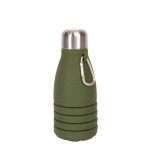 Bouteille en silicone sans BPA pliable avec mousqueton 550ml couleur vert deuxième vue