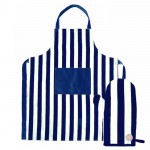 Ensemble de tablier et gant de barbecue avec design à rayures Segaform couleur blanc/bleu