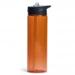 Bouteille en plastique sans BPA avec paille incluse 700ml couleur orange transparent