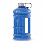 Grande bouteille en plastique avec poignée et bouchon fixe 2,2L couleur bleu clair transparent