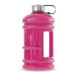 Grande bouteille en plastique avec poignée et bouchon fixe 2,2L couleur rose transparent