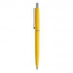 Stylo en plastique avec composants métalliques fabriqué en UE couleur jaune troisième vue