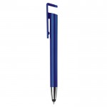 Stylo en plastique avec pointeur et support pour mobile à encre bleue couleur bleu troisième vue