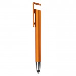 Stylo en plastique avec pointeur et support pour mobile à encre bleue couleur orange troisième vue