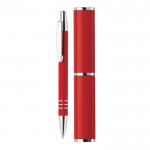 Stylo en aluminium avec étui assorti en forme de tube couleur rouge