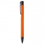 Stylo en aluminium avec revêtement en caoutchouc de plusieurs couleurs couleur orange troisième vue