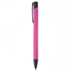 Stylo en aluminium avec revêtement en caoutchouc de plusieurs couleurs couleur rose troisième vue