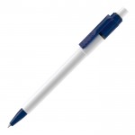 Stylo blanc avec détails sur la pointe et le clip fabriqué en UE couleur bleu foncé