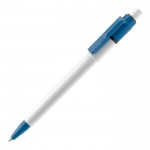 Stylo blanc avec détails sur la pointe et le clip fabriqué en UE couleur bleu ciel