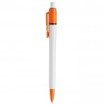 Stylo blanc avec détails sur la pointe et le clip fabriqué en UE couleur orange troisième vue