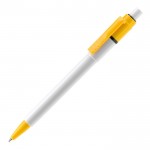 Stylo blanc avec détails sur la pointe et le clip fabriqué en UE couleur jaune