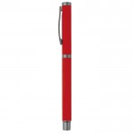 Stylo rollerball en aluminium avec finition douce et capuchon assorti couleur rouge troisième vue