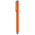 Stylo rollerball en aluminium avec finition douce et capuchon assorti couleur orange troisième vue