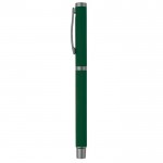 Stylo rollerball en aluminium avec finition douce et capuchon assorti couleur vert foncé troisième vue