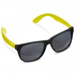 Lunettes de soleil néon avec montures noires protection UV400 couleur jaune fluorescent