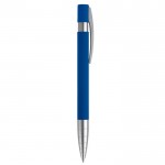 Stylo à bouton-poussoir en aluminium toucher doux et pointe métallisée couleur bleu foncé cinquième vue