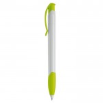 Stylo en plastique blanc avec clip incurvé coloré fabriqué en UE couleur vert clair troisième vue