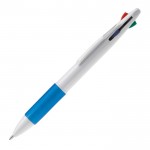 Stylo multifonction 4 en 1 avec poignée colorée couleur blanc/bleu