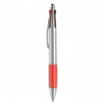 Stylo multifonction 4 en 1 avec poignée colorée couleur rouge foncé troisième vue