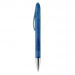 Stylo avec mécanisme rotatif en plastique transparent de couleurs couleur bleu transparent troisième vue