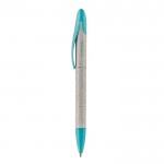 Stylo avec mécanisme rotatif en matériaux recyclés couleur turquoise troisième vue