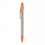 Stylo avec mécanisme rotatif en matériaux recyclés couleur orange troisième vue