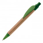 Stylo écologique en bambou avec clip en forme de feuille couleur vert foncé