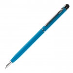 Stylo fin en métal de couleurs vives avec pointeur noir couleur bleu