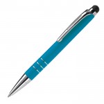 Petit stylo en aluminium de couleurs vives avec pointeur noir couleur bleu