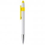 Stylo avec mécanisme rotatif avec pointeur et clip colorés couleur jaune troisième vue