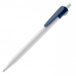 Stylo en plastique blanc avec clip original couleur bleu foncé