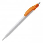 Stylo en plastique blanc avec clip incurvé coloré couleur orange