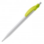 Stylo en plastique blanc avec clip incurvé coloré couleur vert clair