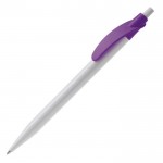 Stylo en plastique blanc avec clip incurvé coloré couleur violet