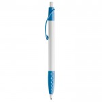 Stylo blanc avec détails colorés et poignée texturée couleur bleu ciel troisième vue