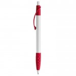 Stylo blanc avec détails colorés et poignée texturée couleur rouge troisième vue