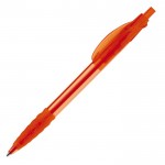 Stylo transparent en plastique avec prise en caoutchouc fabriqué en UE couleur orange transparent