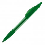 Stylo transparent en plastique avec prise en caoutchouc fabriqué en UE couleur vert transparent