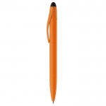 Stylo en plastique avec mécanisme rotatif et pointeur noir couleur orange troisième vue