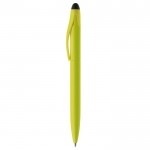 Stylo en plastique avec mécanisme rotatif et pointeur noir couleur vert lime troisième vue