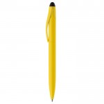 Stylo en plastique avec mécanisme rotatif et pointeur noir couleur jaune troisième vue