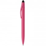 Stylo en plastique avec mécanisme rotatif et pointeur noir couleur rose troisième vue