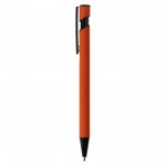 Stylo en métal avec finition en gomme de couleurs mates couleur orange troisième vue