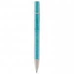 Stylo rotatif en matériaux écologiques à encre bleue couleur turquoise quatrière vue