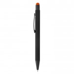 Stylo en métal avec pointeur coloré et logo gravé assorti couleur orange troisième vue