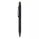 Stylo en métal avec pointeur coloré et logo gravé assorti couleur vert lime troisième vue