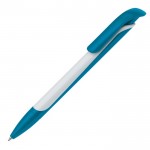 Stylo en plastique coloré avec espace blanc pour marquage couleur cyan